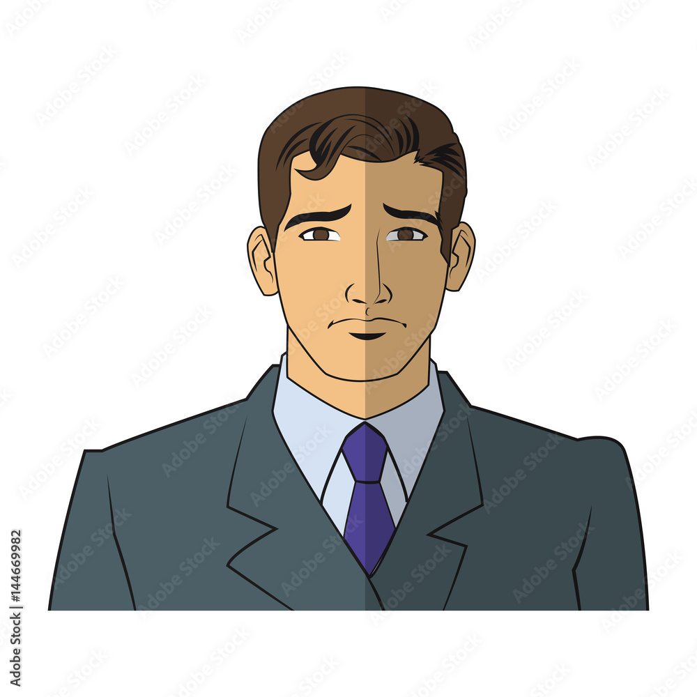 Man cartoon with suit icon. Male avatar person people and human theme. Isolated design. Vector illustration Man cartoon with suit icon. Male avatar person people and human theme. Isolated design. Vector illustration