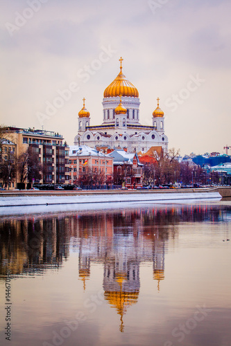 Cathedral of Christ the Savior in the winter. christian landmark in Russia