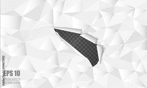 Crumpled sheet torn. Belov on a rumpled sheet of Dirk. A hole in the center, wrinkled white paper.