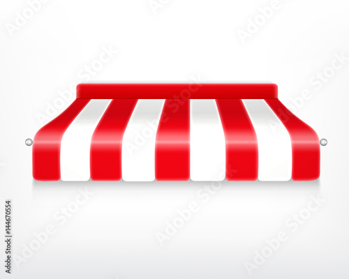 Red and white striped awning