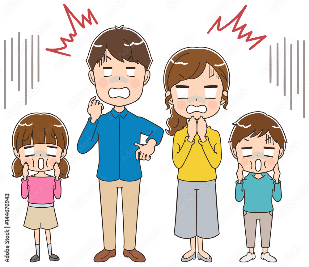 ショックを受ける家族のイラスト 全身 Stock Vector Adobe Stock
