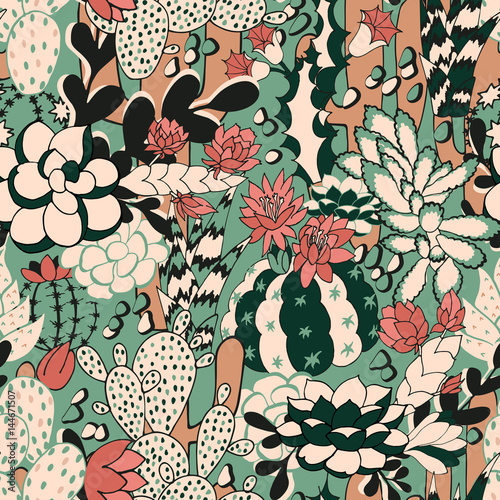 Cactus seamless pattern