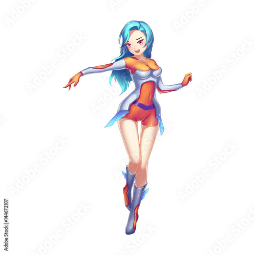 Cool Characters Series: A Sweet Sci-Fi Girl from Future isolated on White Background. Video Game's Digital CG Artwork, Concept Illustration, Realistic Cartoon Style Background and Character Design   © info@nextmars.com