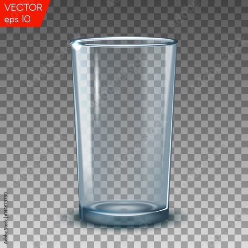 Empty transparent water drinking glasses isolated vector illustration