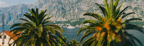Yachts  boats  ships in the Bay of Kotor  Adriatic Sea  Montenegro Balkans