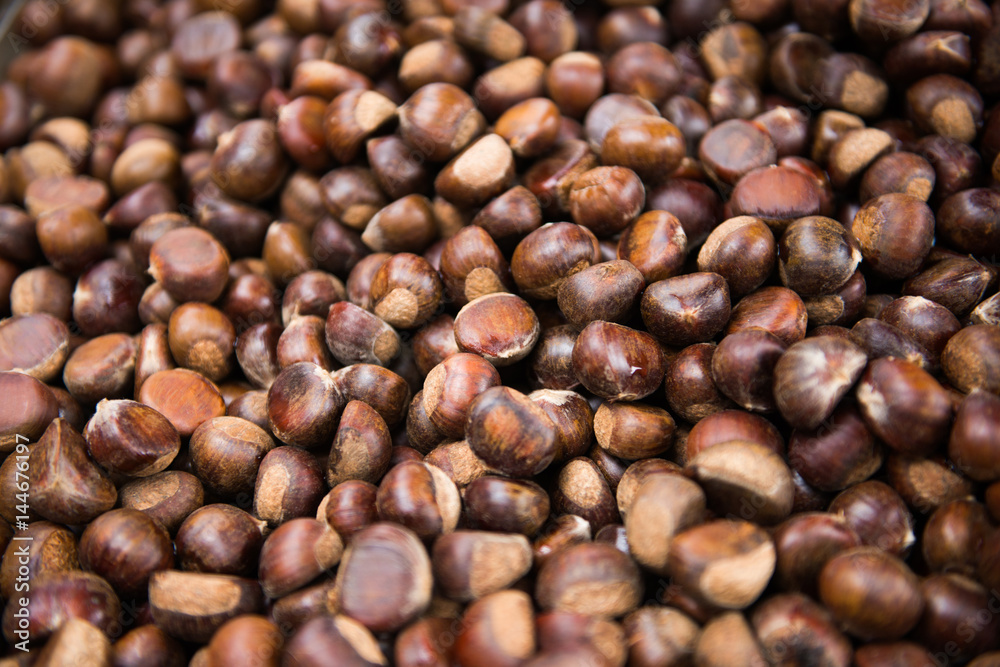 roasted sweet chestnuts for sale in market roasted sweet chestnuts for sale in market