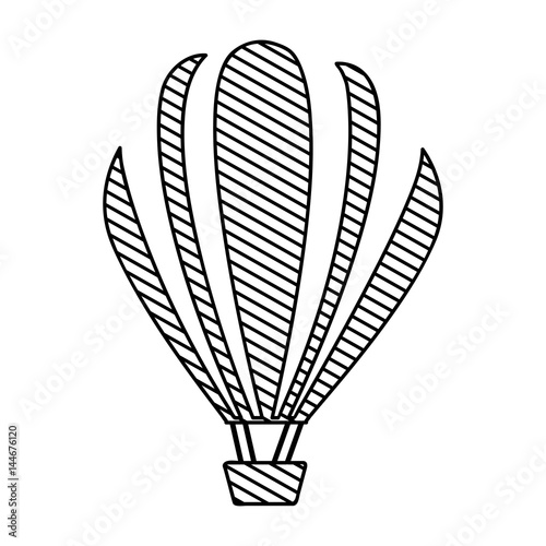 monochrome silhouette of hot air balloon to striped vector illustration