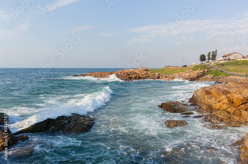 Ocean Rocky Coastline Waves Crashing blue landscape