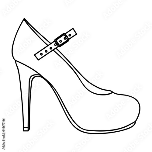 monochrome silhouette of high heel shoe with belt vector illustration