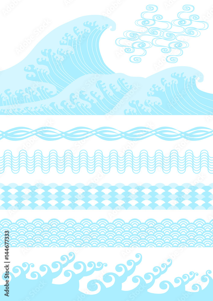 波模様のイラストセット Stock Vector Adobe Stock