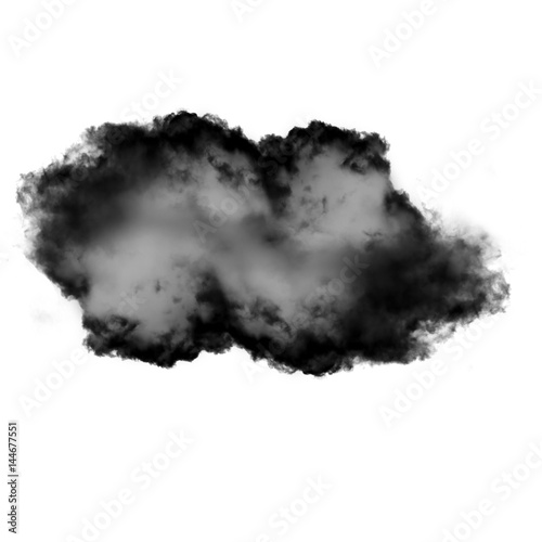 Black cloud of smoke isolated over white background