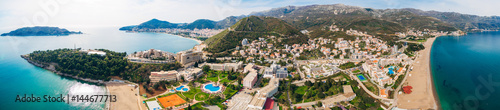 The view from the hotel on the promenade of Becici in Montenegro