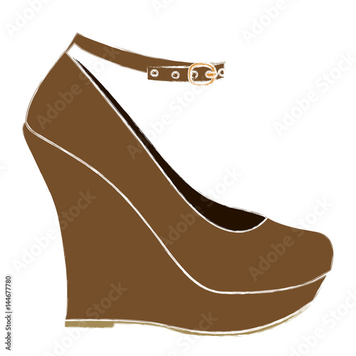 color sketch of high heel platform shoe vector illustration