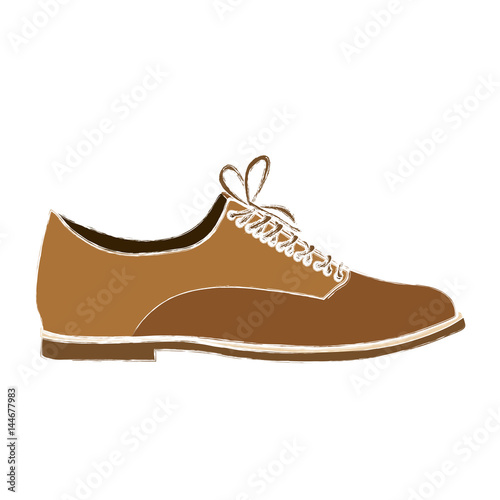 color sketch of male leather shoe with shoelaces vector illustration