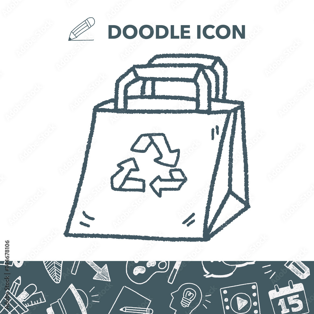 Environmental protection concept; Recycled shopping bag; doodle Environmental protection concept; Recycled shopping bag; doodle