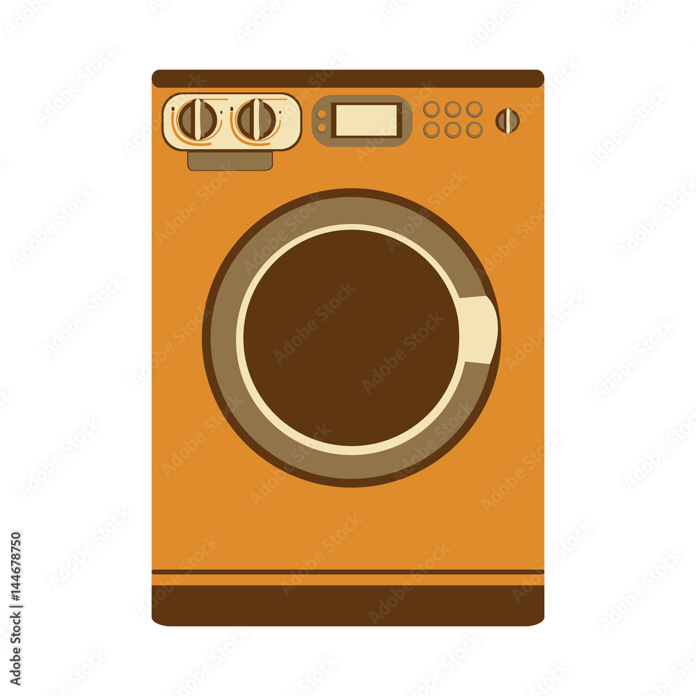 aged silhouette with washing machine vector illustration