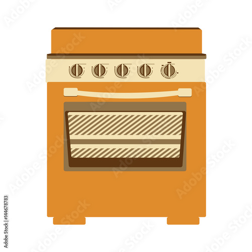 aged silhouette of stove with oven vector illustration