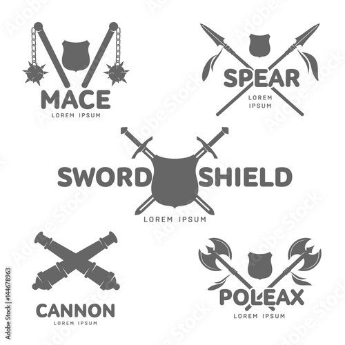 Abstract vector smedieval guns label photo