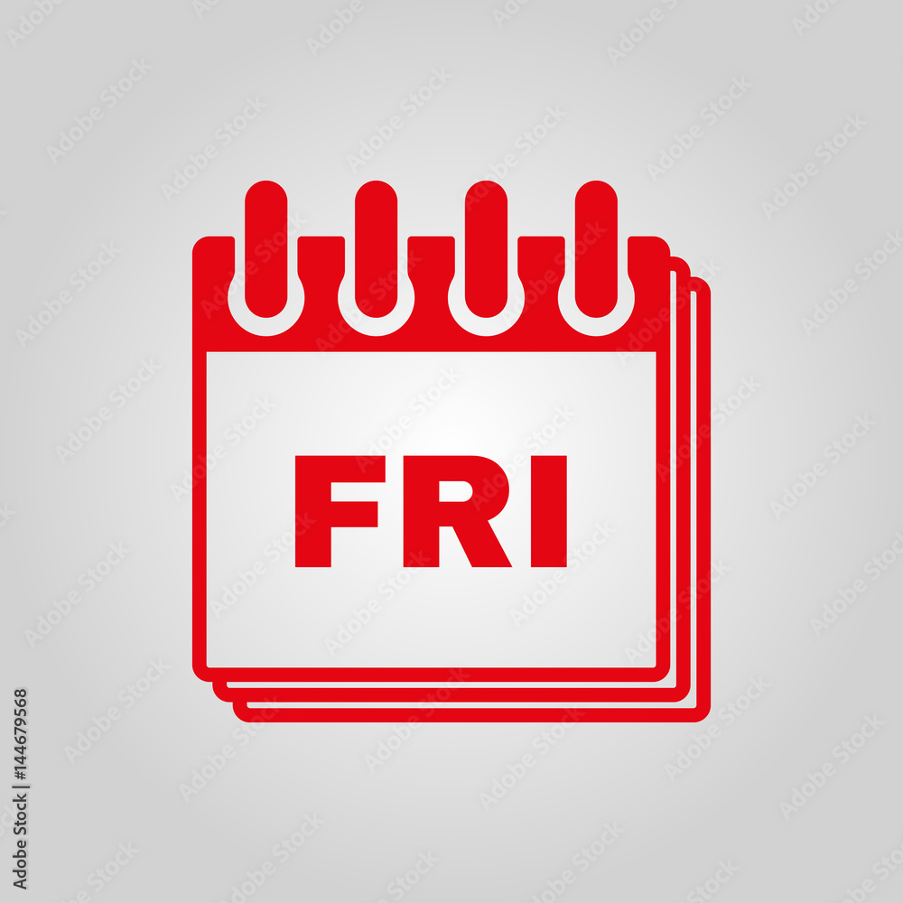 Friday icon. Fri and calendar, data symbol. Flat design. Stock - Vector illustration Friday icon. Fri and calendar, data symbol. Flat design. Stock - Vector illustration