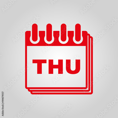 Thursday icon. Thu and calendar, data symbol. Flat design. Stock - Vector illustration