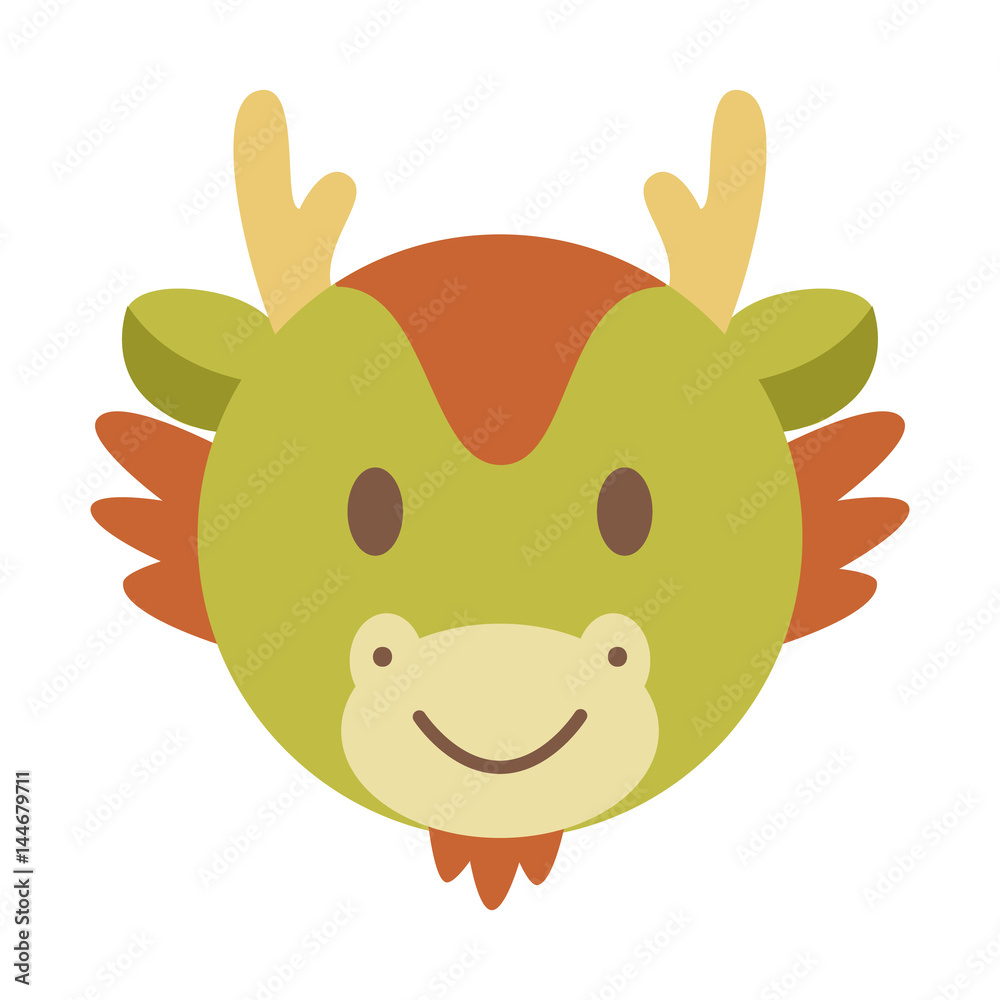 cute dragon face zodiac cartoon