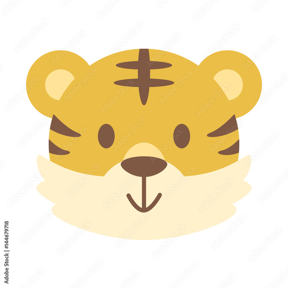 Cute tiger face zodiac cartoon Stock Vector | Adobe Stock