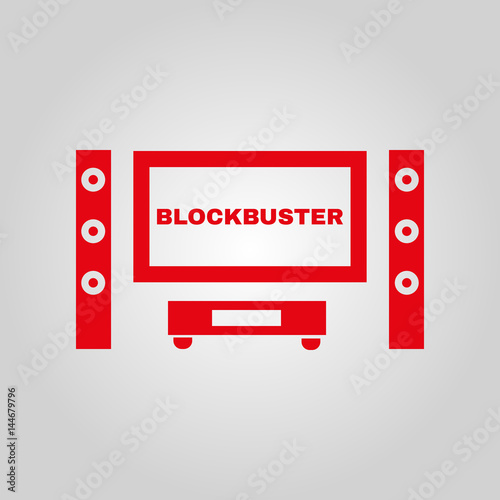 Blockbuster movie icon. TV and Home theater, cinema symbol. Flat design. Stock - Vector illustration