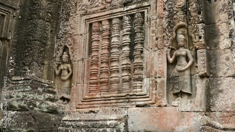 Wall details of Angkor Wat at Siem Reap, Cambodia.