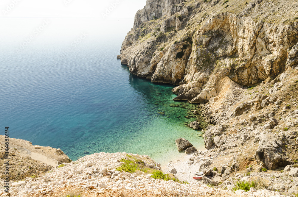 beach of croatia, scenic seascape of a beach in dalmatia, cres island, croatia