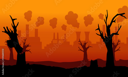Collection of bad environment with forest on fire