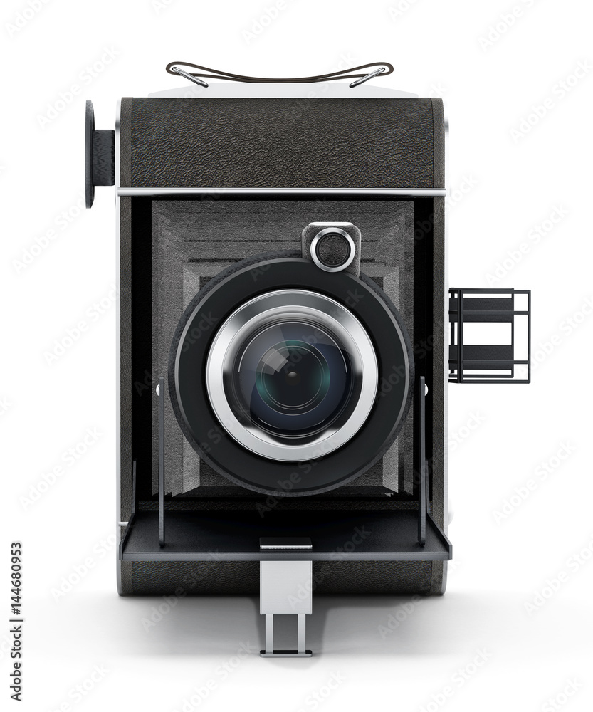 Vintage analogue camera isolated on white background