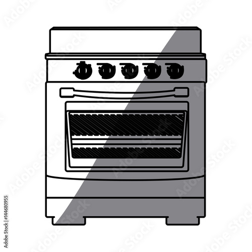 monochrome silhouette of stove with oven vector illustration
