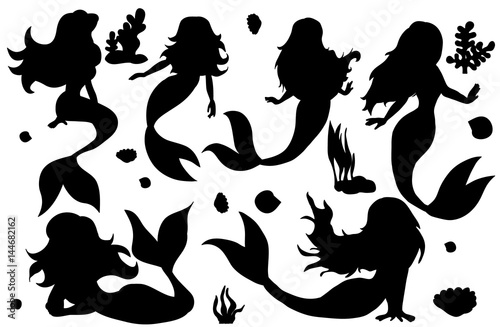 silhouette of a mermaid