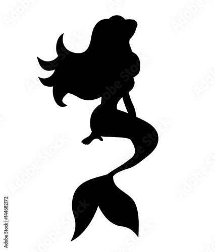 Fototapeta Naklejka Na Ścianę i Meble -  Vector, silhouette of a mermaid