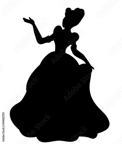 Fotografie, Obraz Vector, black silhouette princess illustration