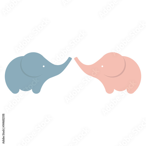 Canvas Print blue and rose elephants