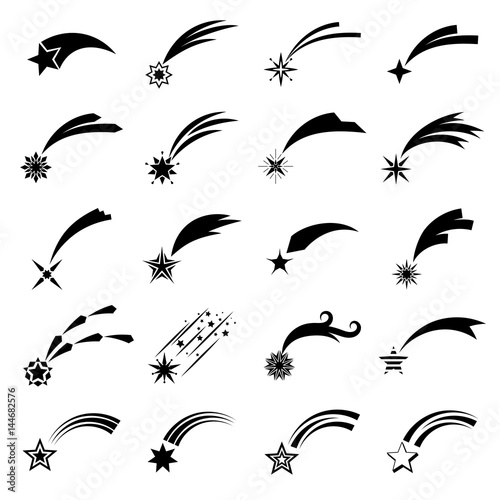 Black shooting star silhouettes