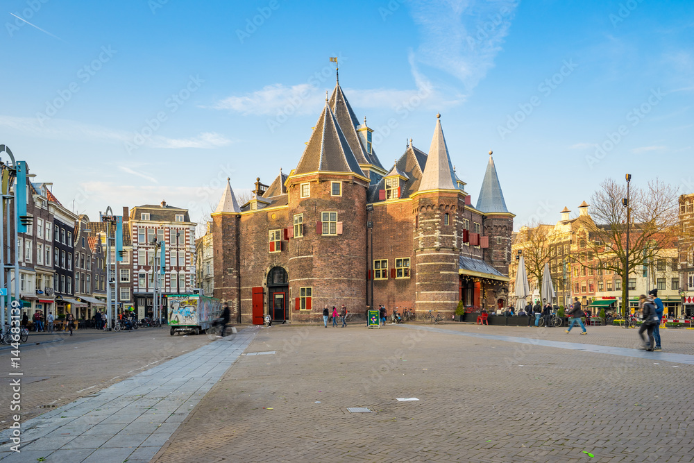 Fototapeta premium The Nieuwmarkt in Amsterdam city, Netherlands