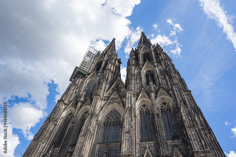 Close up view of Cologne Cathedral in Cologne, Germany
