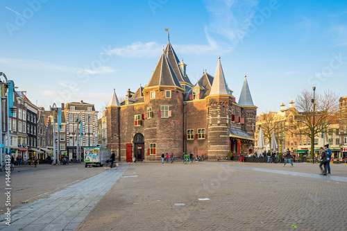  The Nieuwmarkt in Amsterdam city, Netherlands