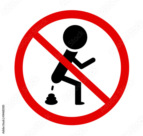 pooping man. Prohibition sign