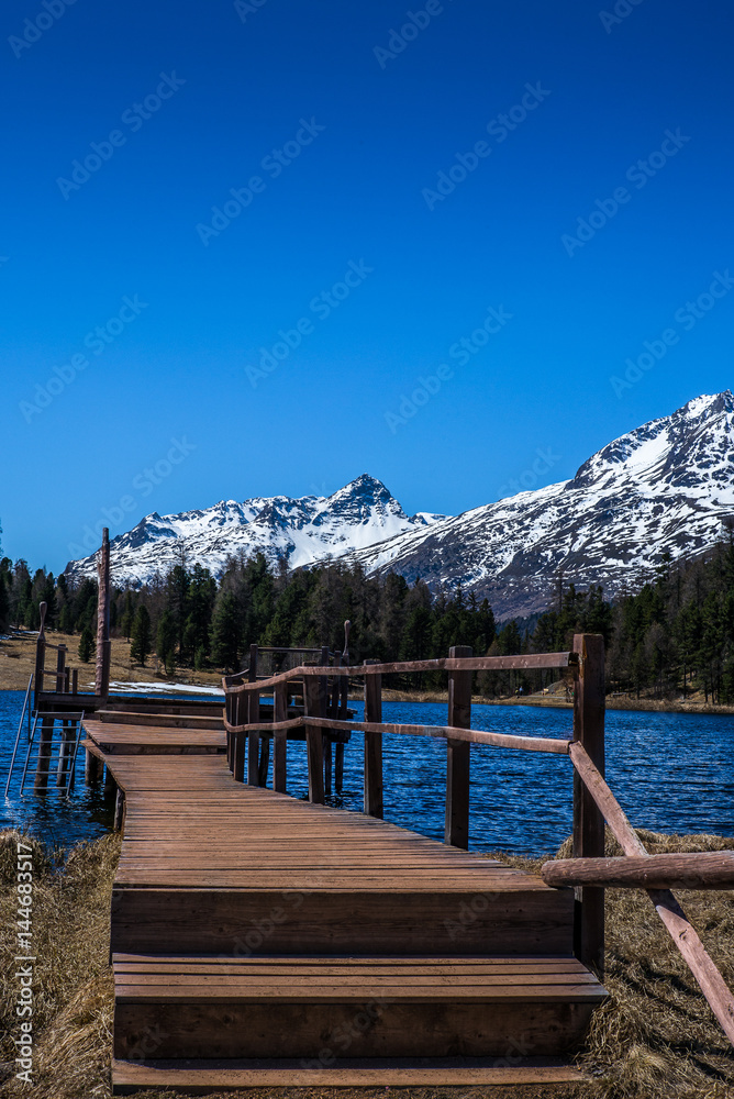 Pier on Alpine lake in Engadin - 2