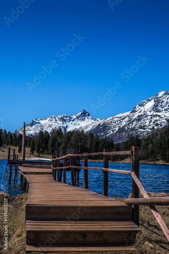Pier on Alpine lake in Engadin - 2