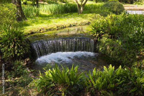 Piccola cascata nell'incantevole giardino di Ninfa