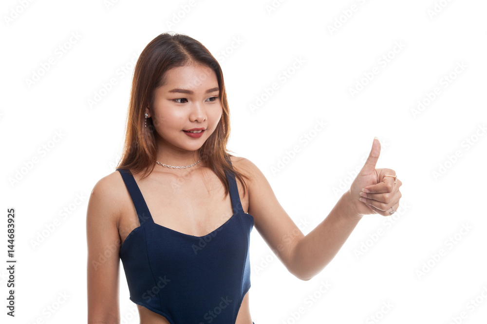 Asian woman thumbs up and smile. Asian woman thumbs up and smile.