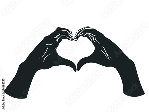 Female hands in the form of heart. Vector.