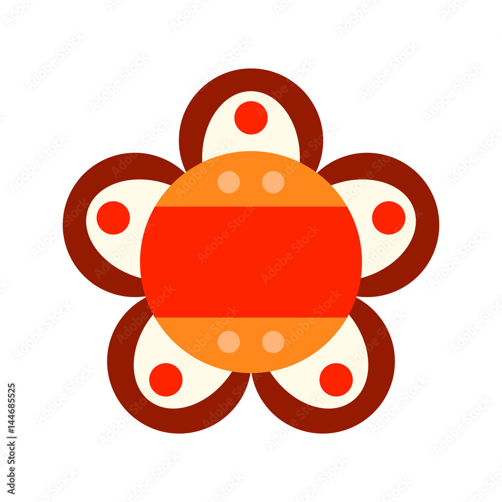 Obraz premium Decorative color flat icon of a flower on a white background. Floral object, illustration
