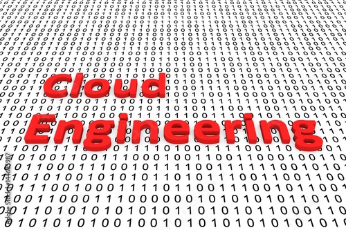 Cloud engineering in the form of binary code, 3D illustration