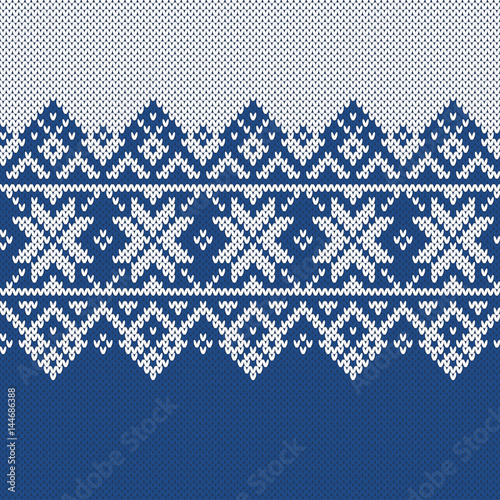 Fotografie, Tablou Norway Festive Sweater Fairisle Design. Seamless Knitting Pattern