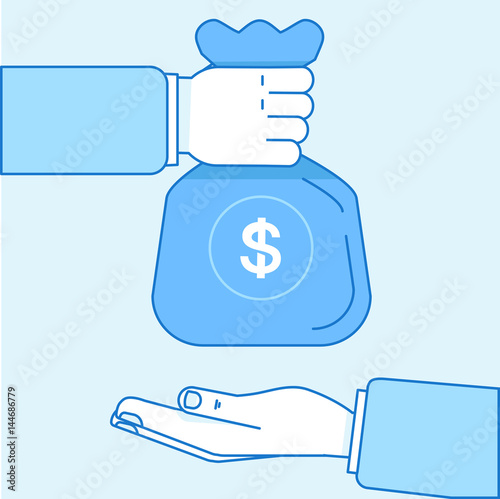 Hand holding money bag with dollar sigh